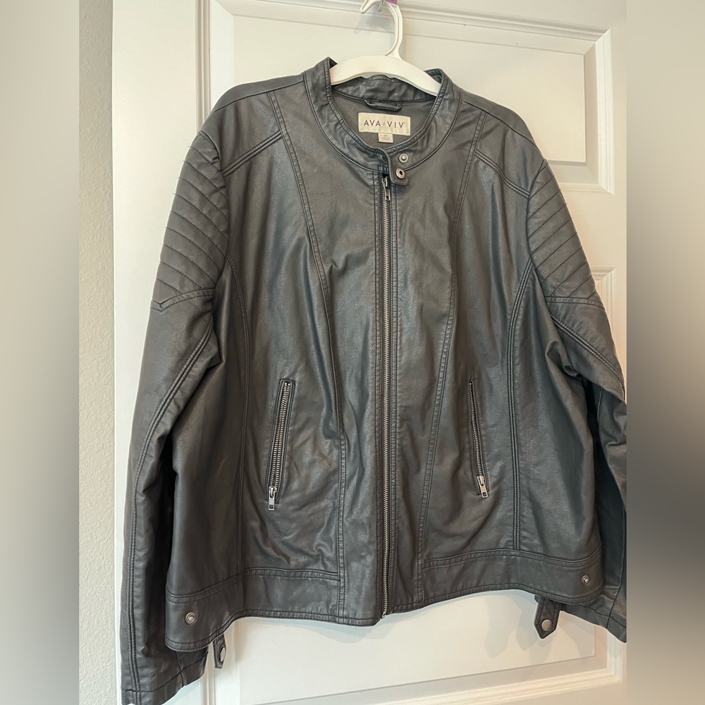 Ava and Viv Faux Leather Racing Jacket.